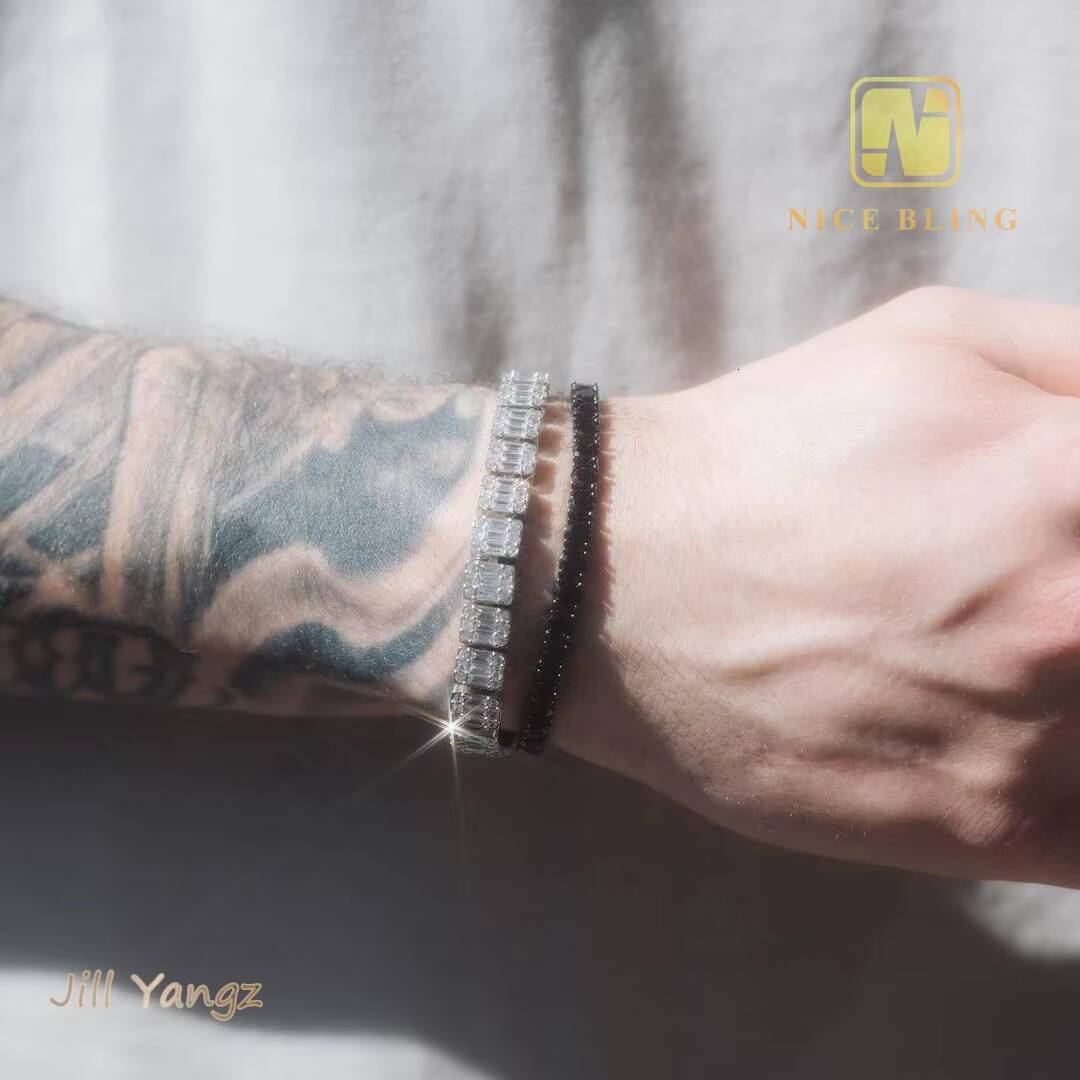 Manufacturer Wholesale Black Tennis Chain 4mm 6mm Quality Cubic Zirconia Surgical Steel Waterproof Hip Hop Necklace Bracelets