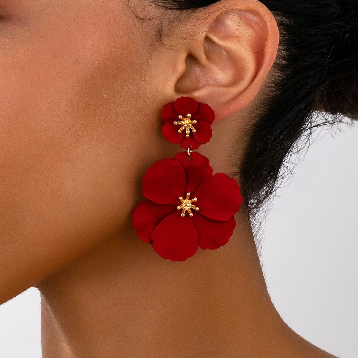 Free Shipping Designer Luxury European And American Forest Style Girl Flower Earrings Retro Long Elegant Creative Colorful Flower Spray Painted Earrin