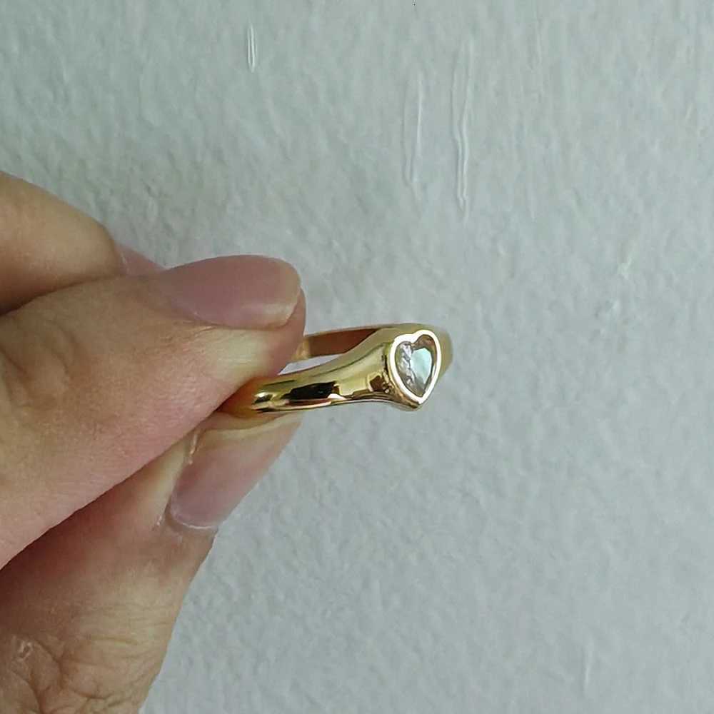 7 Simple Stainless Steel Heart Statement Rings for Women Gold Color Trendy Fashion Jewelry US Size 5 6 7 8 9 10 y250730