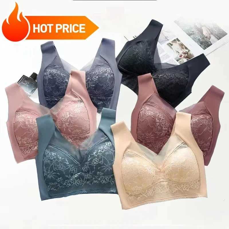 3 Pcs Womens Push Up Wireless Bralette Bras - 5cm Natural Lift Seamless Lace Plus Size (L-6XL) No Underwire Comfort Z250730