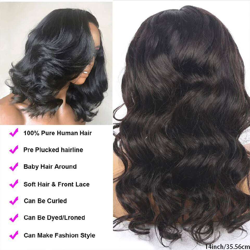 Cheap Double Drawn Short Bob Synthetic Wigs Raw Vieamese Virgin Glueless Body Wave Human Hair Frontal Pre Cut 13X4 Hd Lace Wig