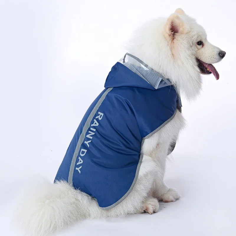 Mesh lined reflective strip dog raincoat waterproof fashionable dog jacket pet dog coat suitable for large pet dogs 250729