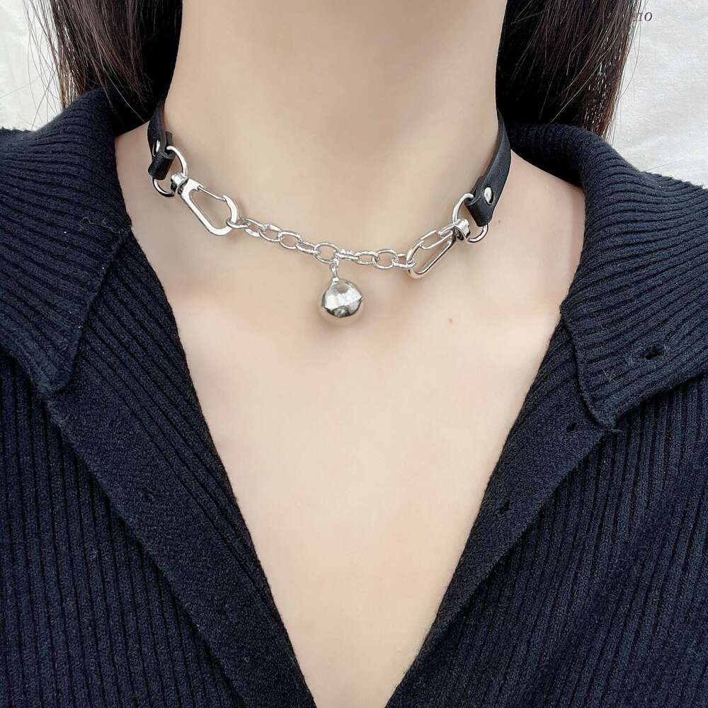 Bell Pendant Choker Black Necklace Neck Accessories Collarbone Chain Niche Simple Trendy dee