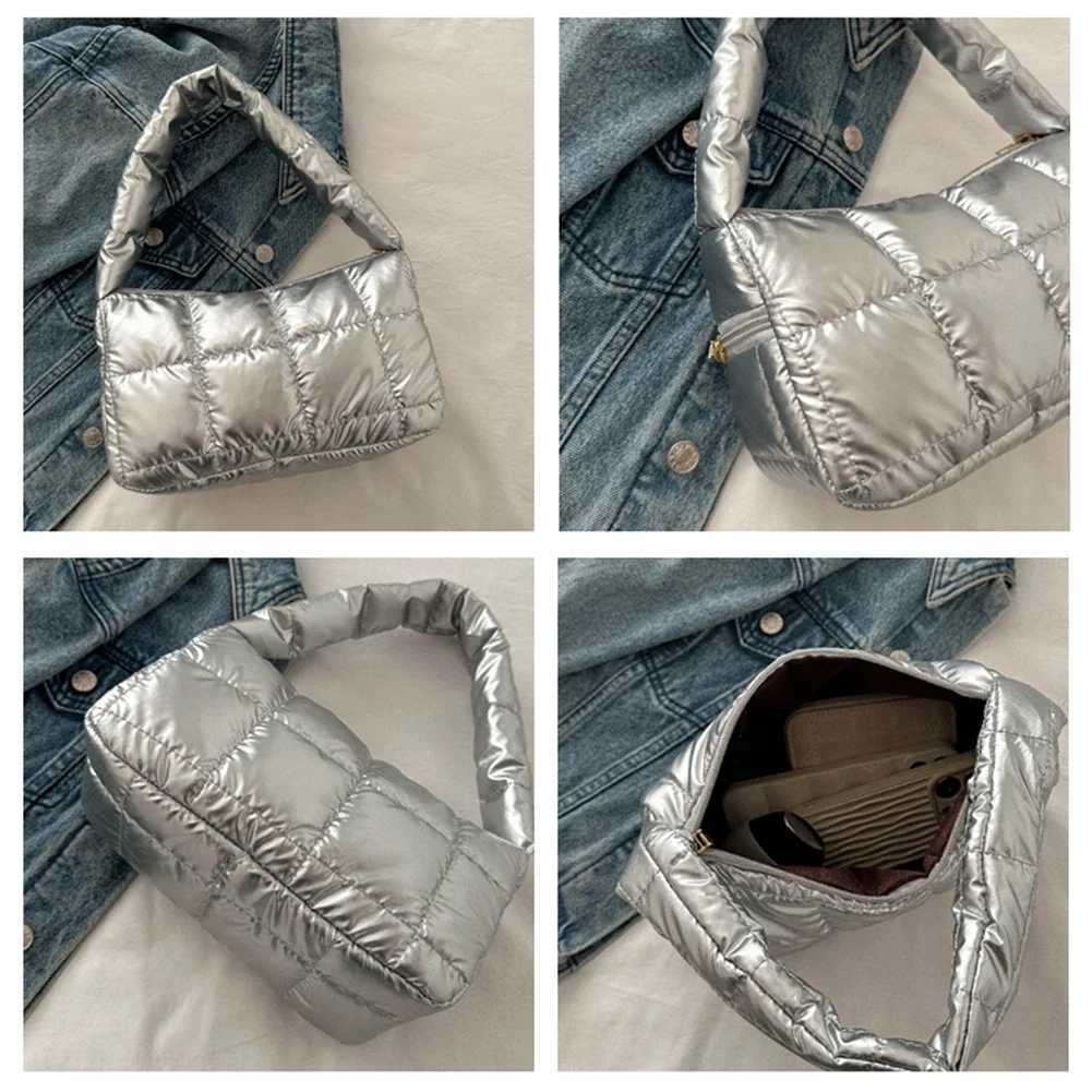 Winter Puffer Top Handle Bag PU Quilted Women Bag High Quality Down Small Handbags Cotton Padded Soft Shoulder Bags Designer Bag Y250730