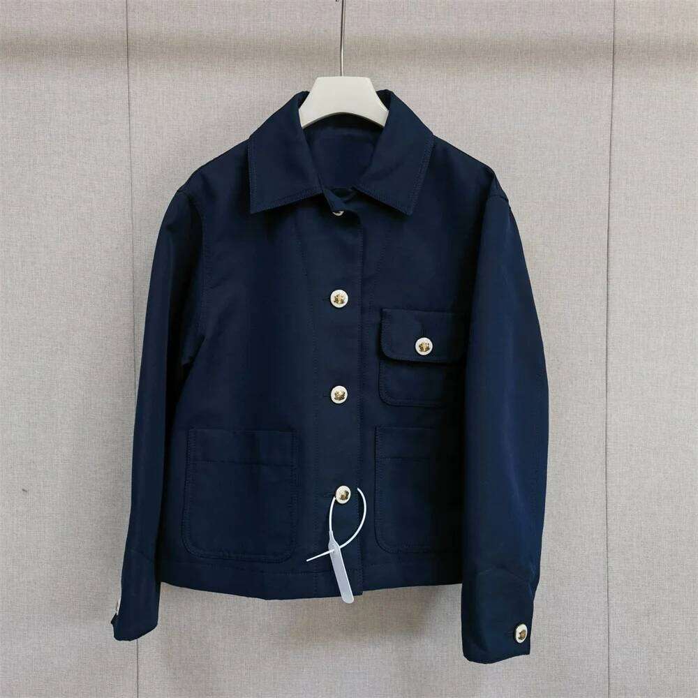 Designer Clothing 2025 Spring Women Dark Blue Jacket Skirt Set Turn-Down Collar Long Sleeve Short Coat Or Ruffles Mini Jupe Lady Suit