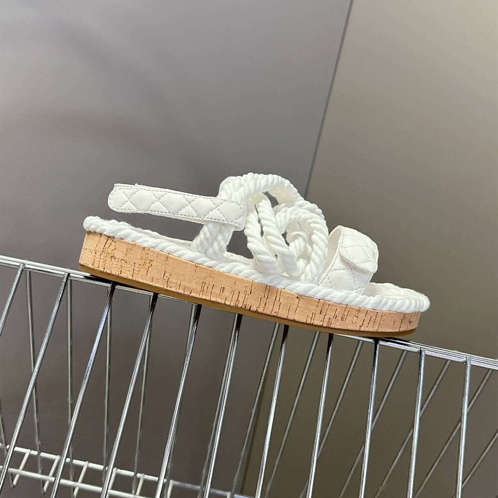 New Women Size35-41 Genuine Leather Sandals Flat Platform Weaving Sewing Flats Summer Designer Shoes Zapatillas De Mujer f28