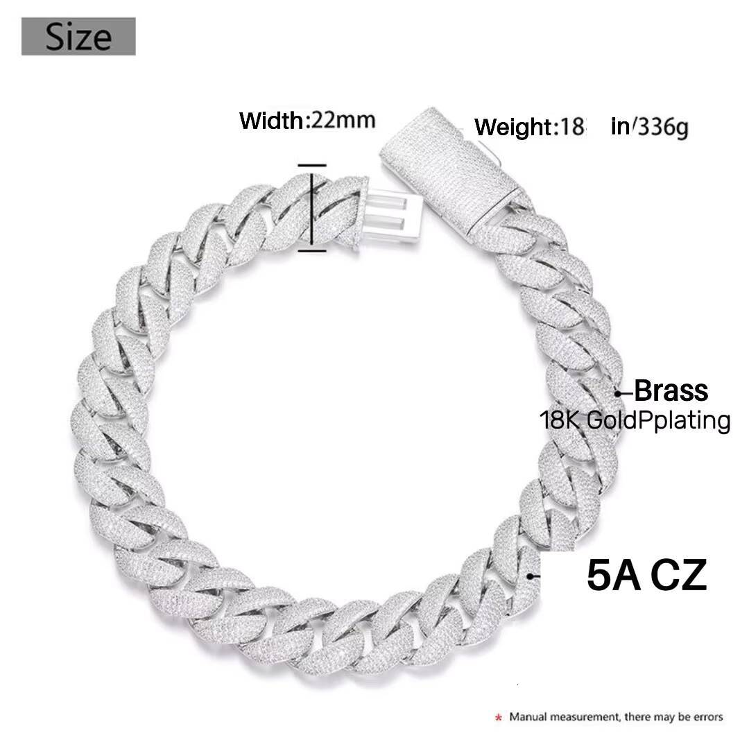 Factory Direct 22mm Bubble Miami Cuban Link Chain 5 Rows Fully Iced Out CZ 18K Gold Plated Brass Fashion Hip Hop Necklace