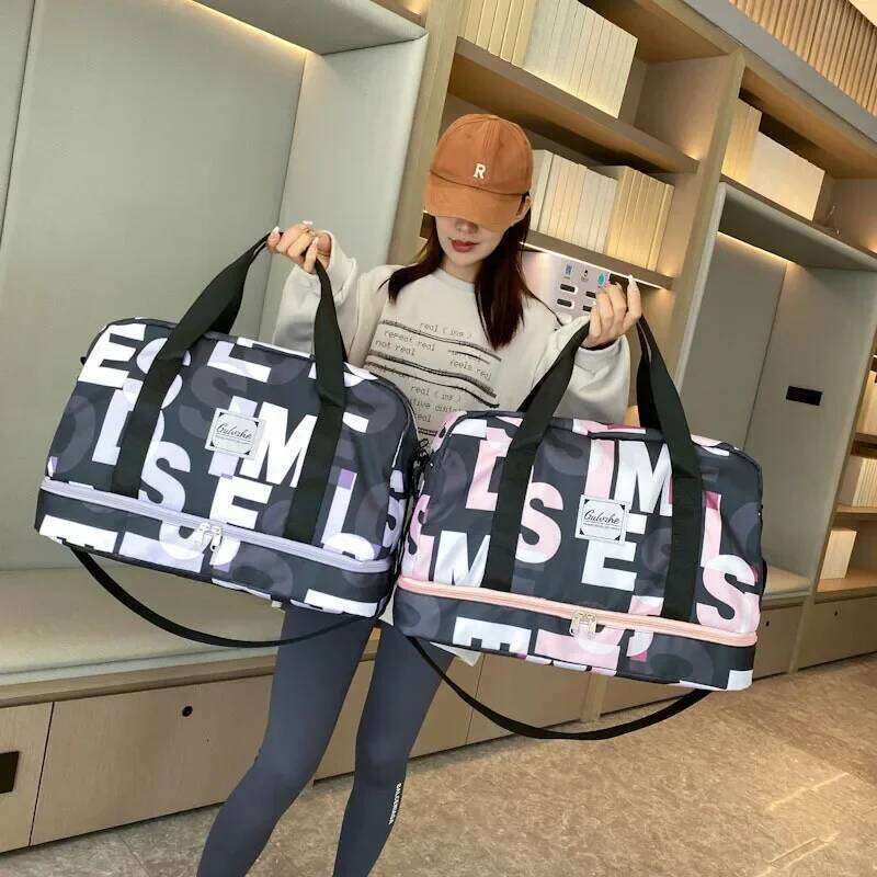 Fashion Women Large Capacity Dry Wet Separation Sports And Fiess Handheld Lage New Travel Bag Storage Clothing Handbag