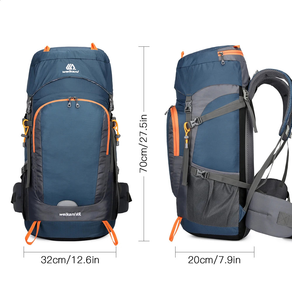 65L Backpack Waterresistant Hiking with Rain Cover Outdoor Sport Travel Daypack for Camping Climbing Mountaineering 250729