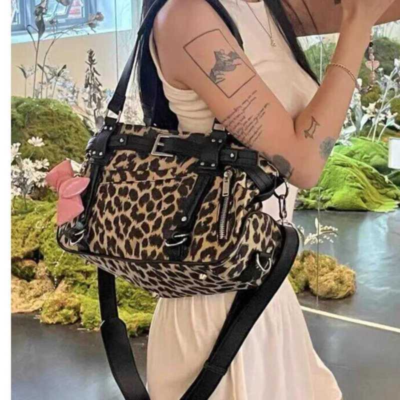 JIAERDI Harajuku Leopard Print Y2k Shoulder Bags Women Hot Nylon Cute Handbag Ladies Vintage Tote Underarm Bag AESThetic Y250730