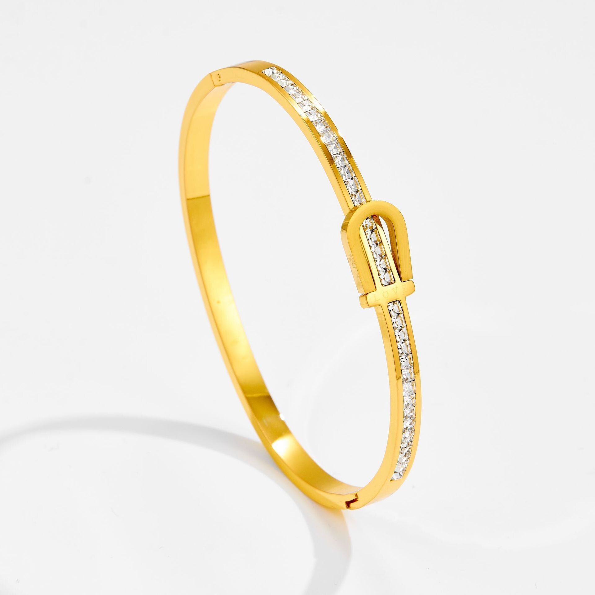 European And American Fashion Starry Sky Women's Round Full Diamond Couple Stainless Designer Bracelet Steel 18K Gold Color Jewelry Madam New Mod