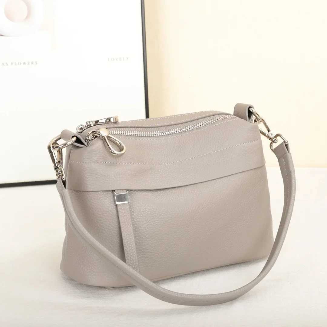 Head Layer Cowhide Leather Womens Shoulder Crossbody Bag Large Capacity Multi Compartment Handbag Casual Practical Armpit Bag Y250730
