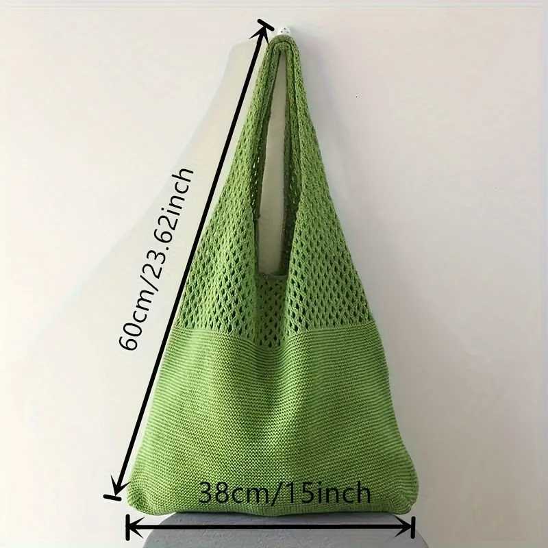 Large Capacity Hollow Crochet Bag - Spacious Interior with Ample Room for Daily Essentials Ideal for Grocery Shopping Tr Y250730