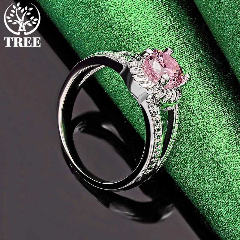 Hot New Arrivals 925 Sterling Silver Pink Round Zircon Rings Fashion Advanced Jewelry For Women Bridal Wedding Engagement Gifts y250730
