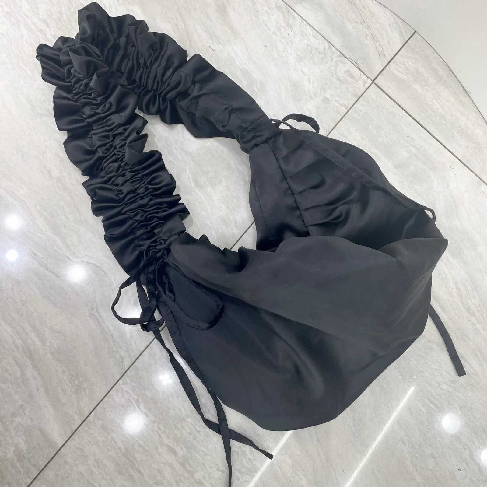 Fashion Ruched Strap Women Shoulder Bags Designer Silk Handbags Elegant Crossbody Bag Casual Hobos Tote Shopper Purses 2024 Y250730