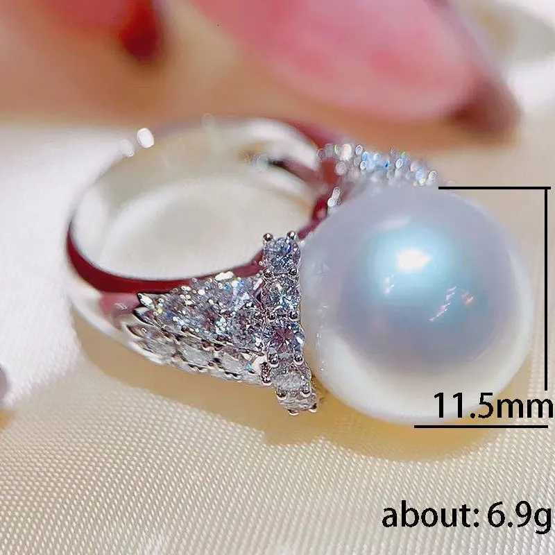 Trendy White Big Pearl Cubic Zirconia Rings for Women Gorgeous Engagement Wedding Bands 925 Sterling Silver Accessories Jewelry y250730