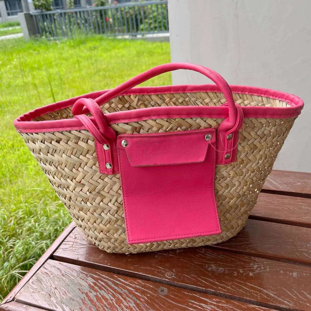 Summer straw 2025 new woven vacation beach customizable letter large capacity crossbody women's hand tote bag