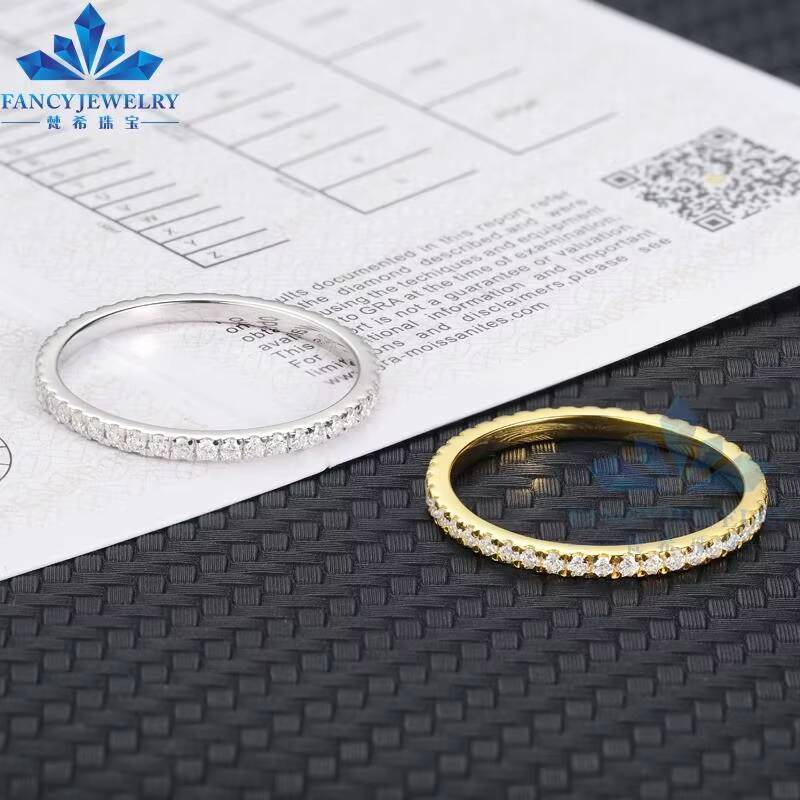 Best Selling Moissanite Finger Ring Fully Ice Out Melee Round Diamond 925 Silver Jewelry Moissanite Eternity Band Rings