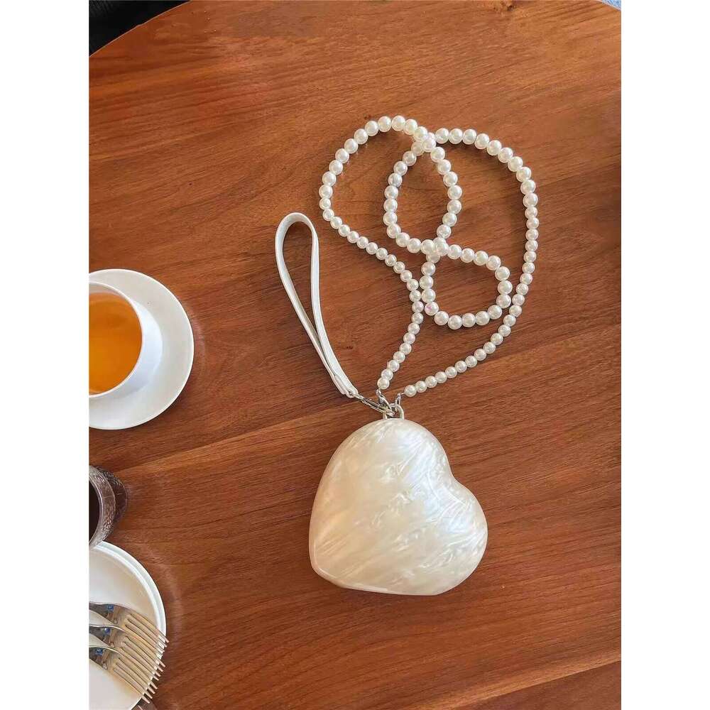 Fashion Acrylic Hearts Pearl Chains Shoulder Crossbody Bags Bos Evening Bag Small Party Purses for Girls 2025