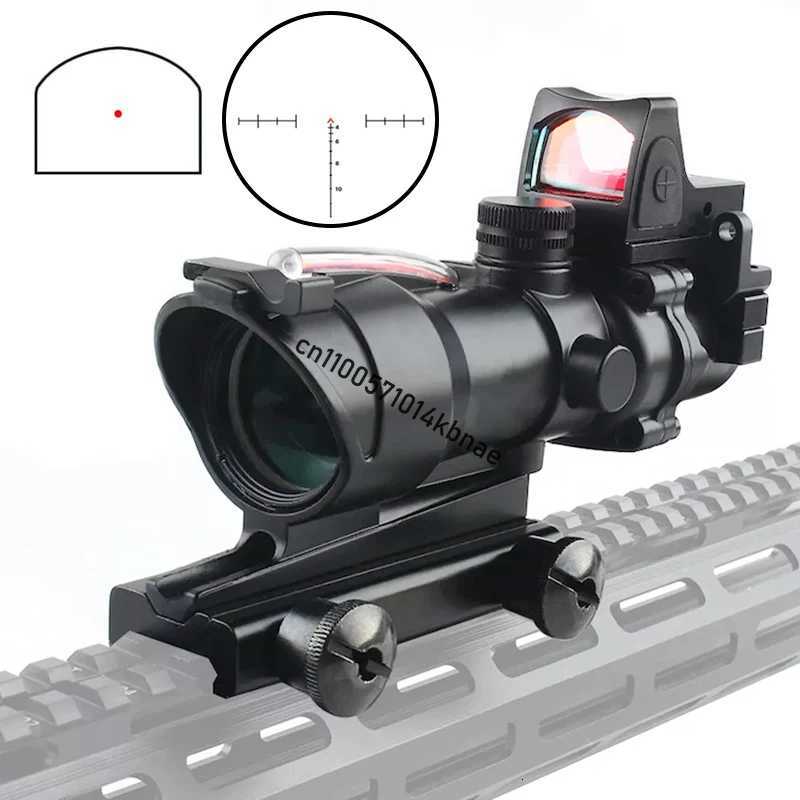 4X32OG Rifle Scope with Red Dot Sight Dual Illuminated Chevron Etched Reticle Optic for Hunting AR15 20MM Rail R250730