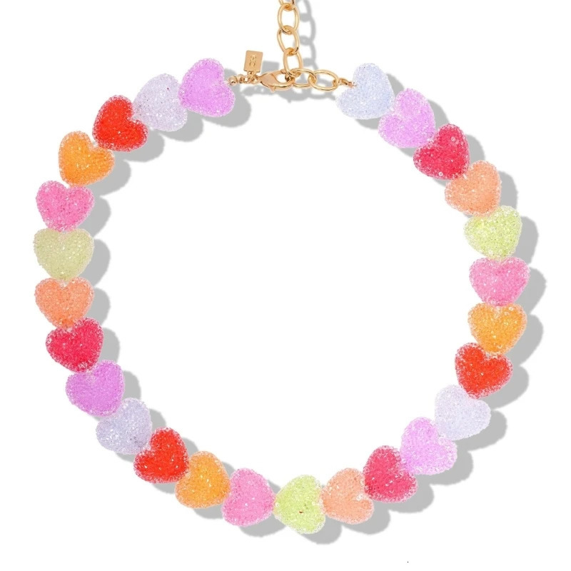 J60E Artistic Candy Color Resin Love Necklace Jewelry Trendy Collarbone Jewelry Gift For Girl Fashion Accessories 250729
