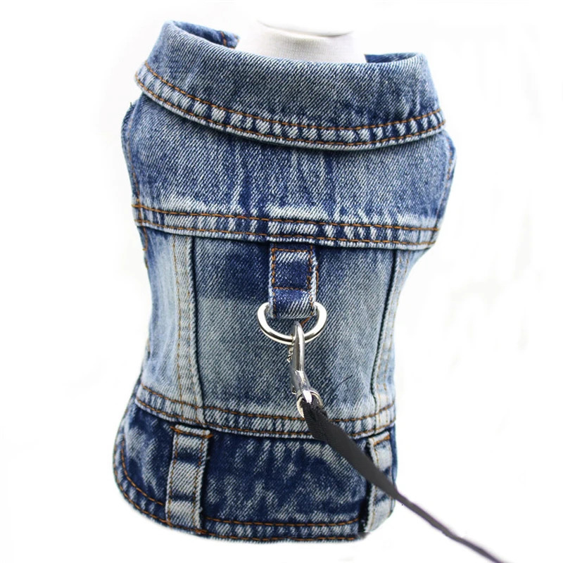 Pet Dog Denim Jacket Dark Wash Sleeveless Towable Jeans Vest Coat for Small Medium Dogs Cat Puppy Spring/Autumn Clothes Apparel 250729