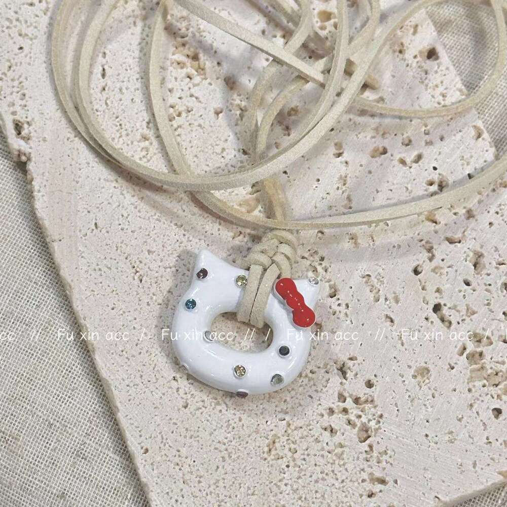 Fashion Simple Same Style Kitty Cat Pendant Necklace for Women, Niche Design Cartoon Cute Collarbone Chain 7fb