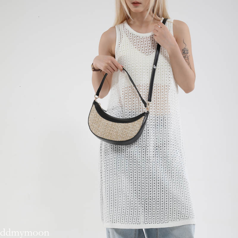 2025 New High-End Fashion Straw Woven Niche Design Single Shoulder Crossbody Dumpling Versatile Handbag Beach Bag for Women ddmymoon