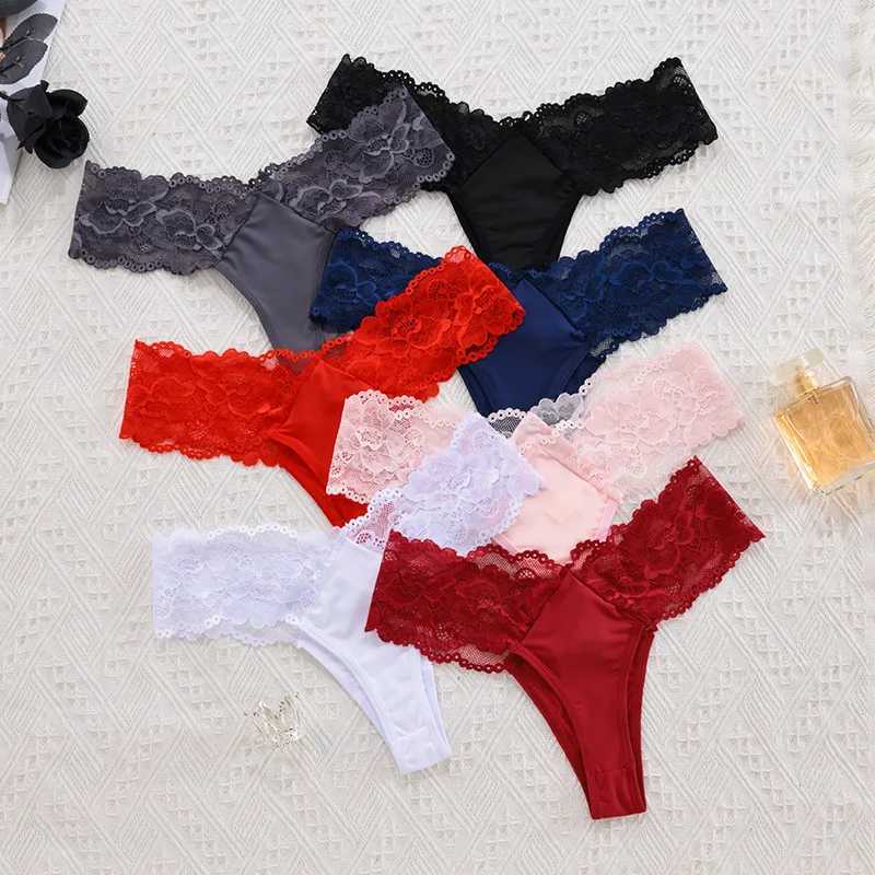 Sexy Sheer Lace Mid-Rise Women's Thong Panties - Nylon Knit Underwear, Lingerie Intimates for Ladies | Comfortable Hollow Design 250715