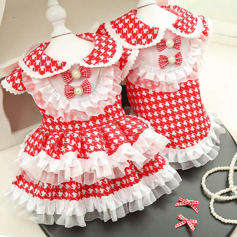 Dog Dresses Large Leash Dog Golden Retriever Flutter Sleeve Dress Teddy Pet Supplies Cat Clothes Apparel