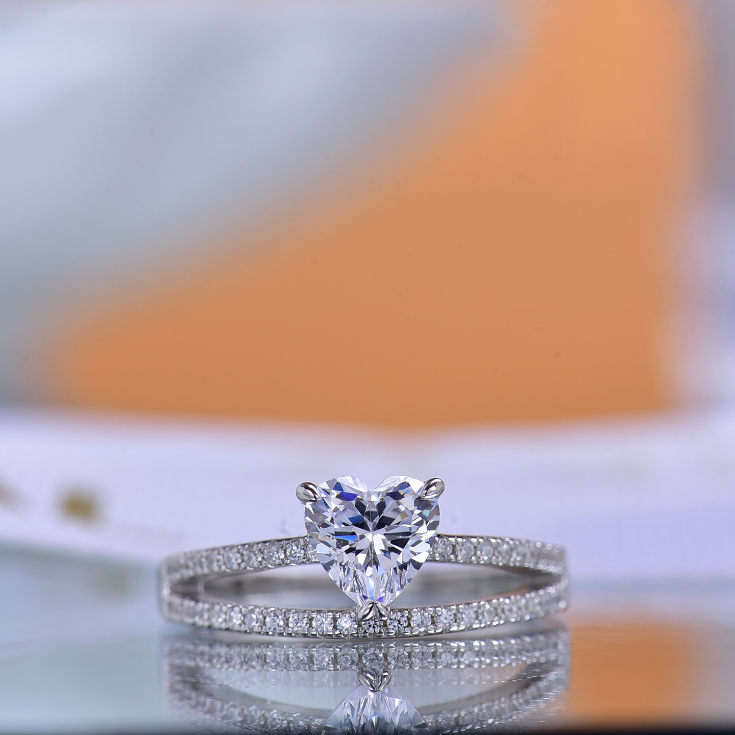 Heart-Shaped 1 Carat Moissanite Ring - 925 Sterling Silver Unisex Ring double band ring Women Engagement Band Ring Gift