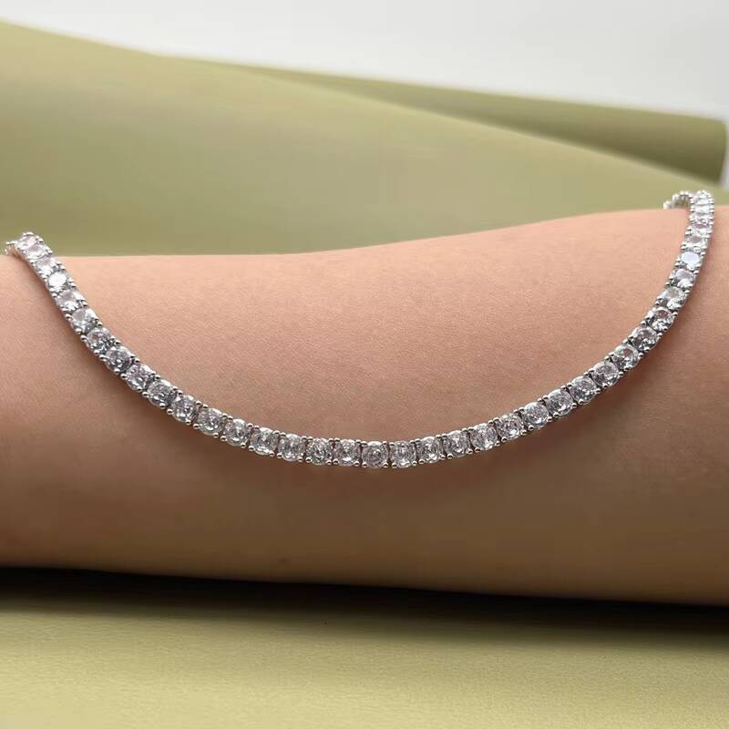 2025Customizable Tennis Chains Jewelry 925 Sterling Silver 3mm 4mm 5mm 6mm CZ Cubic Zirconia Tennis Necklace