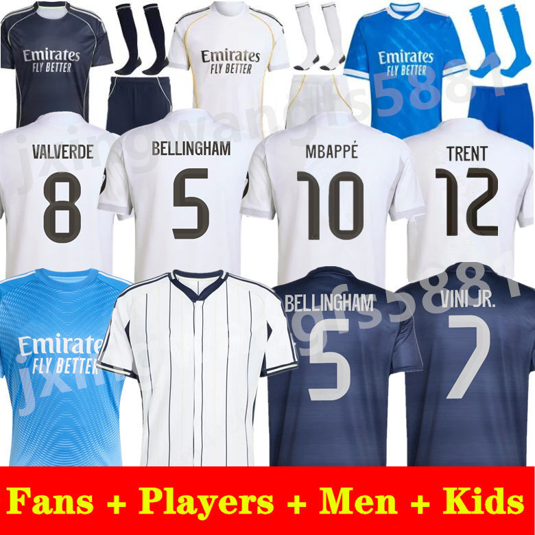 Kids 2025 2026 Football kits VINI JR Soccer Jerseys Fans Players 25 26 Camiseta de futbol MbappE realmadrid BELLINGHAM CAMAVINGA VALVERDE Madrids Men Kid kit