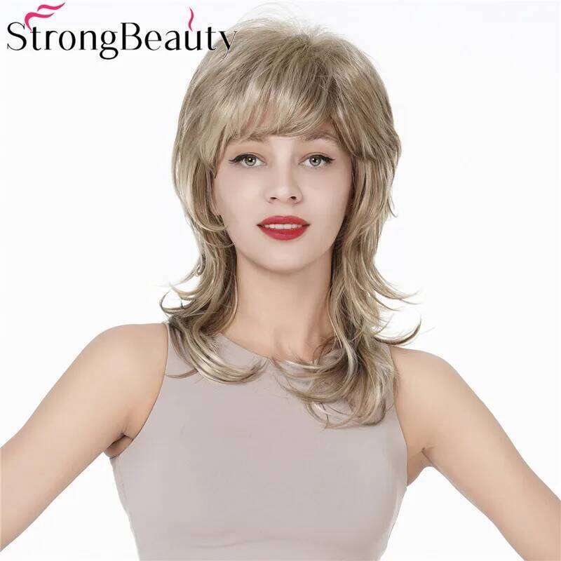 StrongBeauty Long Wavy Synthetic Wigs Blonde Women Natural Capless Wig