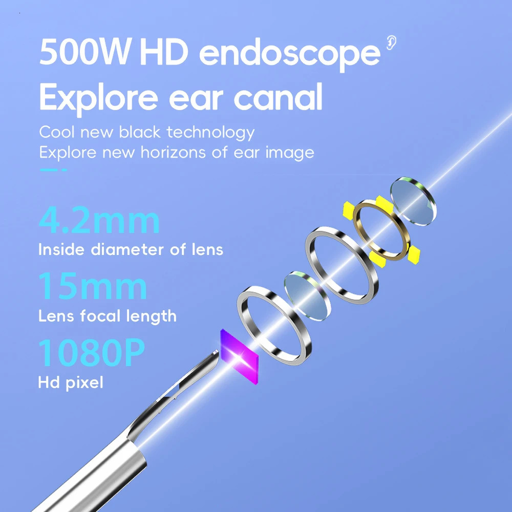 Smart Visual Ear Cleaner Set with Camera 1080P Ear Sticks Ear Wax Removal Tool WIFI Connection HD LED Lights Earpick Endoscope 250726