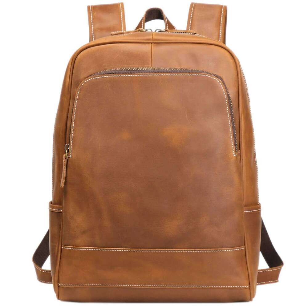 LUOKIR Vintage Men's Crazy Horse Genuine Leather Travel Backpack Large Capacity Cowhide Laptop School Bag 250731