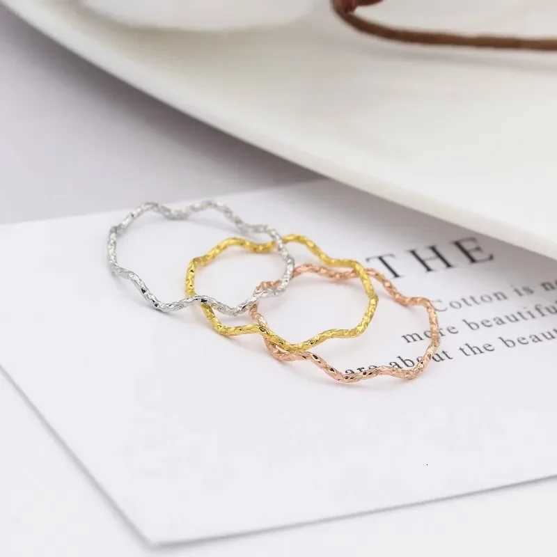 Fashion Retro Stainless Steel Wave Design Knuckle Rings for Women Rose Gold Color Simple Girl Gift Size 5-10 1mm Thin Ring y250730