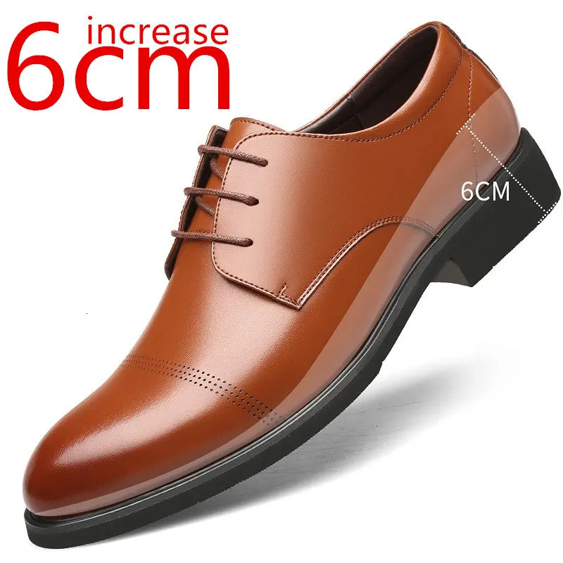 Height Increasing Shoes Men Taller Elevator 6CM Invisible Insole for Daily Mens Heighten Increased Wedding Oxfords Office Male 250730
