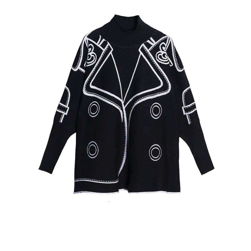 Designer Clothing 2025 Both Side Wear Big Size Knitting Sweater Turtleneck Long Sleeve Women Pullovers New Fashion Autumn Winter 2025 1De3629