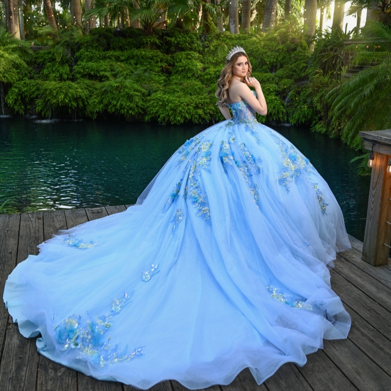 Blue Shiny Quinceanera Dresses Off The Shoulder Applique Lace Beads Tull Ball Gown Vestidos De 15 Anos Sweet 16 Dress