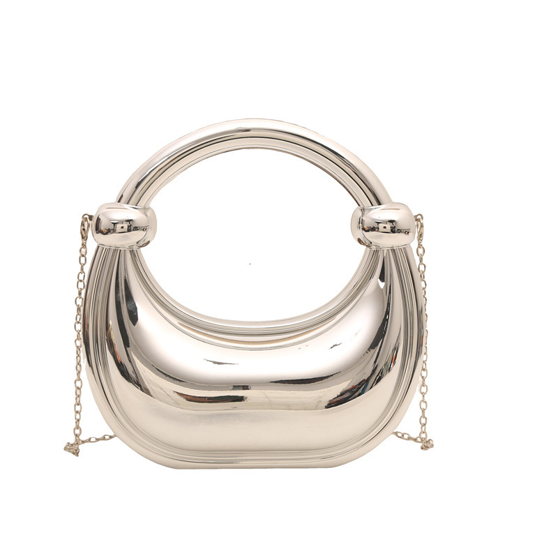 Women's 2024 New Moon-Shaped Party Wristlet Knot Handbag Acrylic Chain Crossbody Evening Bag ddmymoon