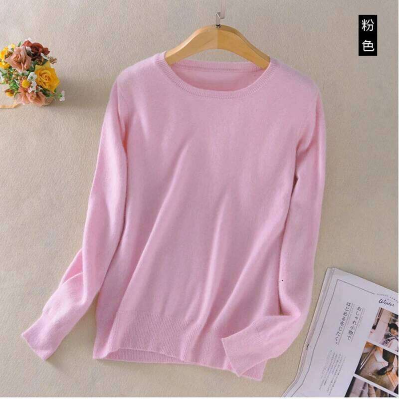 Designer Leisure High Quality Super Soft Cashmere Cotton Blended Classic O-Neck Knitted Sweater Women 2023 Autumn Winter Basics Base Pullover Pull Fem
