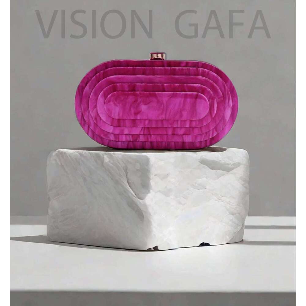 2025 Designer New Premium Acrylic Clutch Bag Pearlescent Pink Marble Pattern - Dual Mode (Handheld & Crossbody)