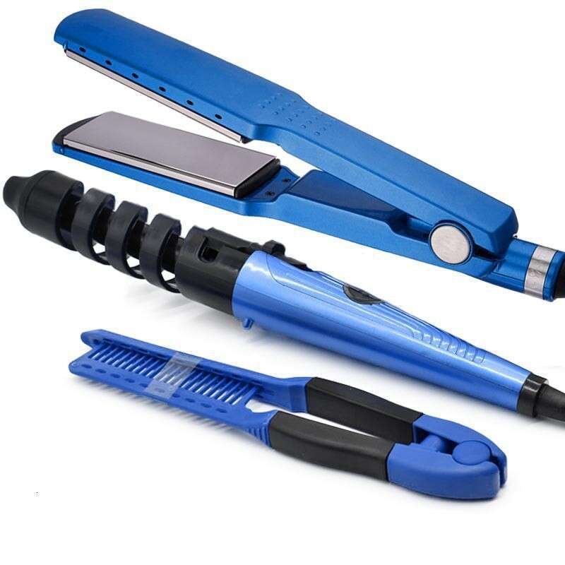 Three-Piece Spiral Iron Comb Set Automatic Curling Wand Straightener Hair Clip Bangs Perm Tool