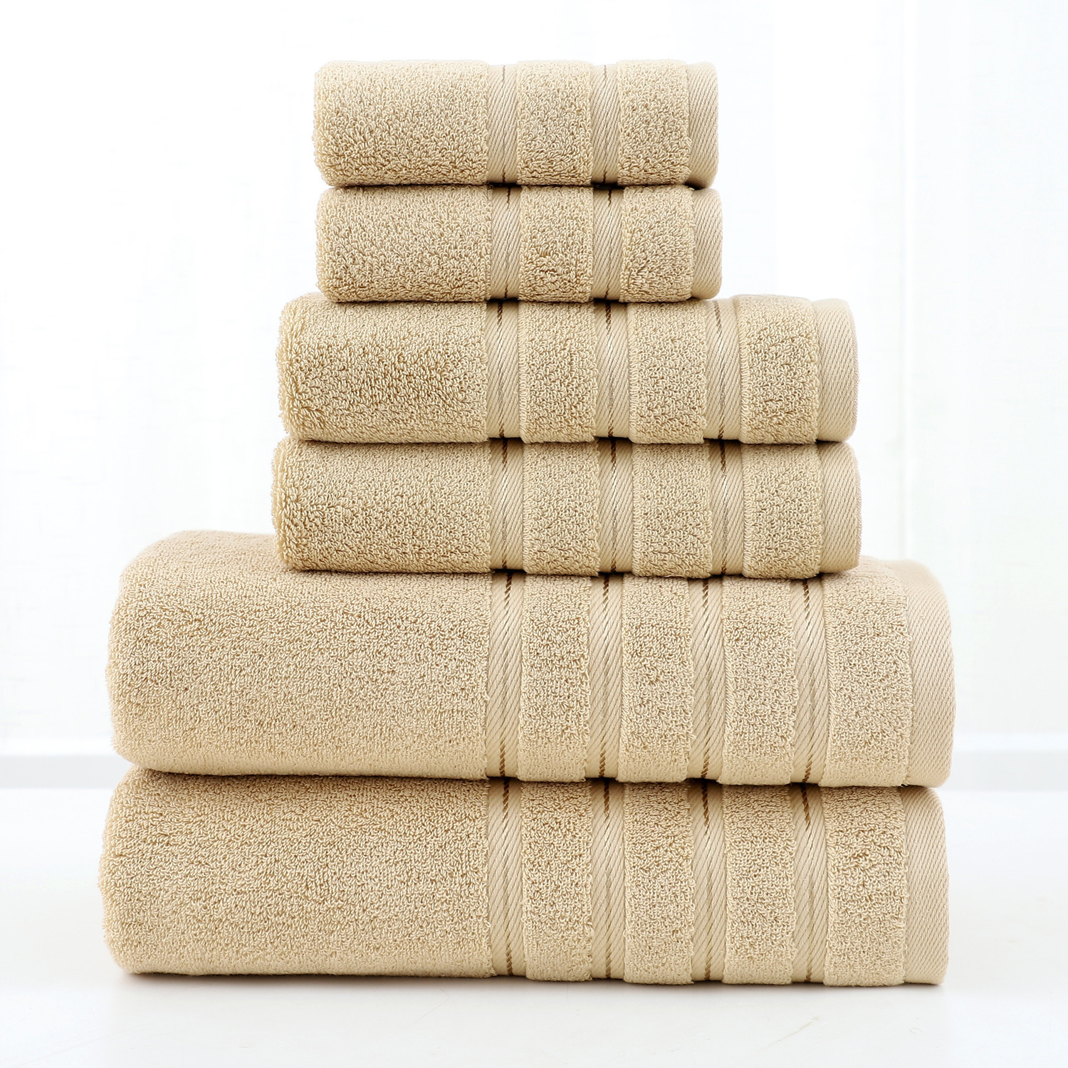 Solid 1/3/6-Piece Bath Towel Set Cotton Textured Bathroom Towel Sets Hand and Washecloth Set 240823