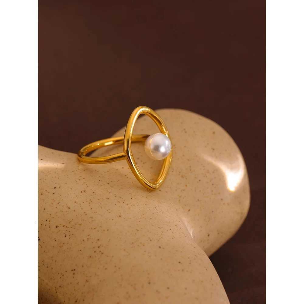 Stainless Steel Ring Korean Imitation Pearls Geometric Index Finger Charming Rings Gift Accessories y250730