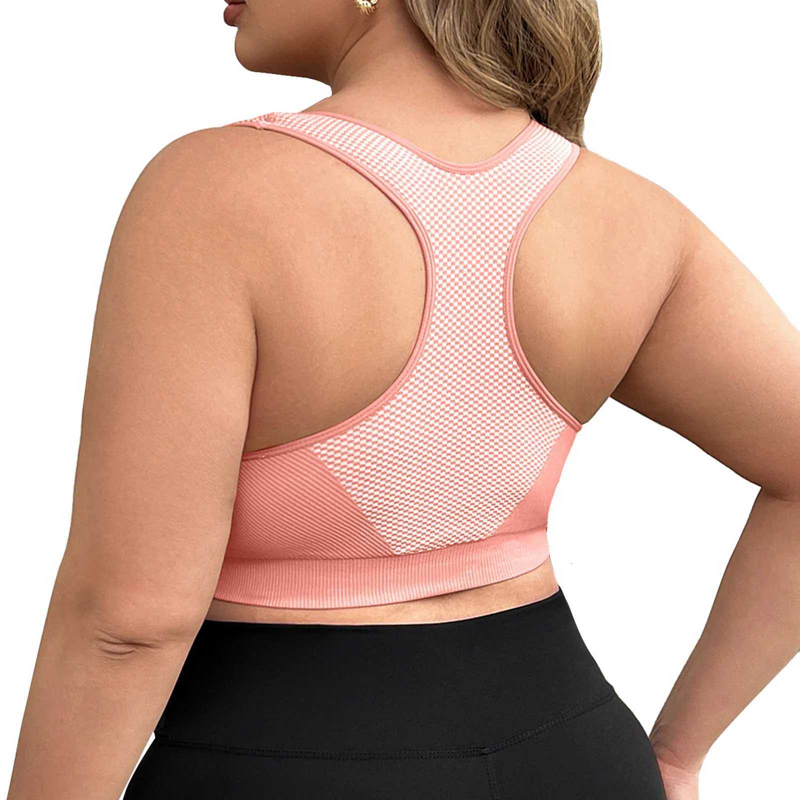 3XL Plus Size Sports Bra Women Seamless Sexy Push Up Fitness VEST Contrast Color U-NeCK Workout RacerbaCK Tank Tops Z250730