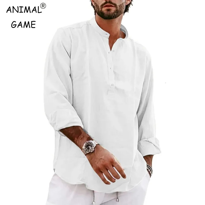 Mens Long Sleeve Cotton Polo Shirts Lightweight Oversize T Henley Beach for Men Breathable Solid Color Tops 250731