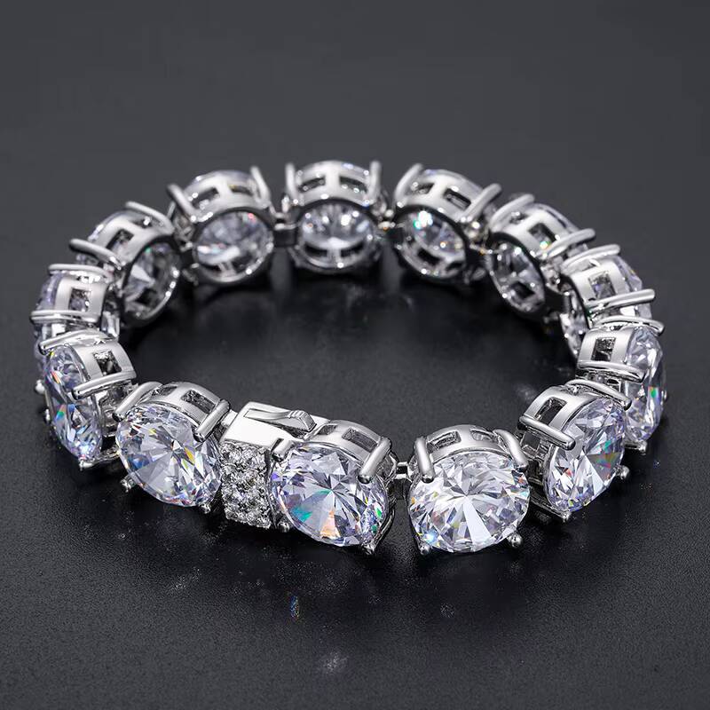 Big Size 925 Sterling Silver 15mm 494ct VVS Moissanite Tennis Chain Bracelet Pulsera Luxury Hip Hop Jewelry Men Women