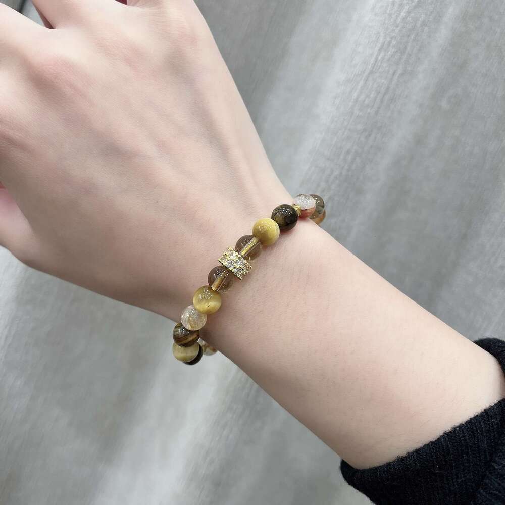 New Chinese Melad Wind Yellow Crystal Gold Lucky Style Natural Tiger Eye Stone High-end Niche Bracelet d9a